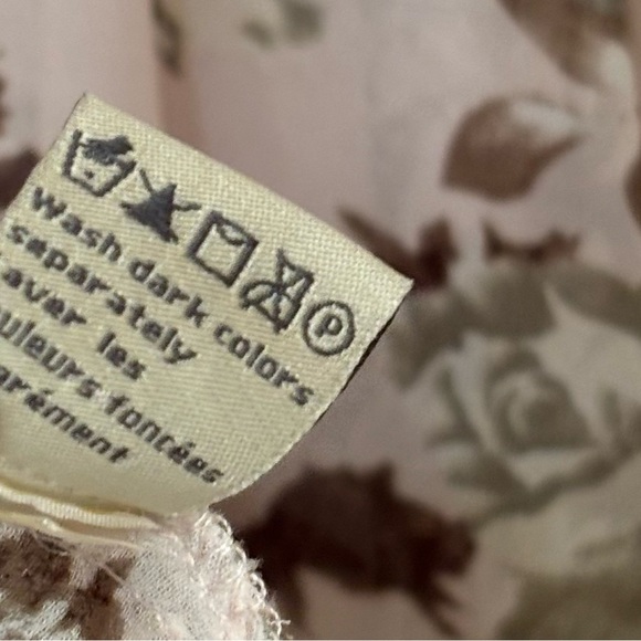 RW&CO.| Pretty Cream Semi-Sheer Peplum Floral Blouse in Pink Brown Sz M - Picture 4 of 4